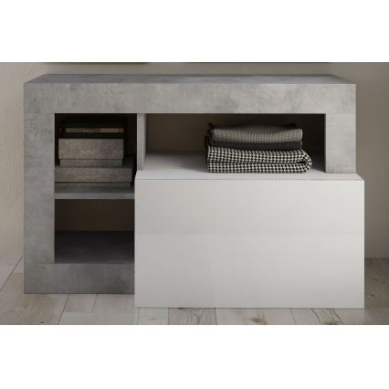 Lavice LENOR 91x59x35 cm bílá/šedá beton