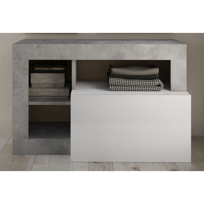 Lavice LENOR 91x59x35 cm bílá/šedá beton