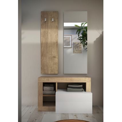 Lavice LENOR 91x59x35 cm bílá/světlý dub