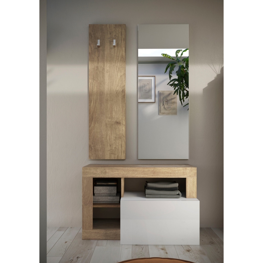 Lavice LENOR 91x59x35 cm bílá/světlý dub