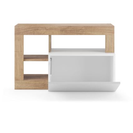 Lavice LENOR 91x59x35 cm bílá/světlý dub