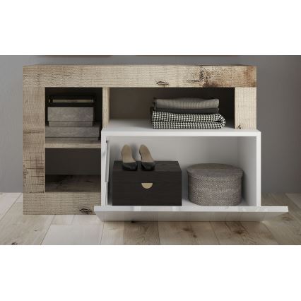 Lavice LENOR bílá/javor