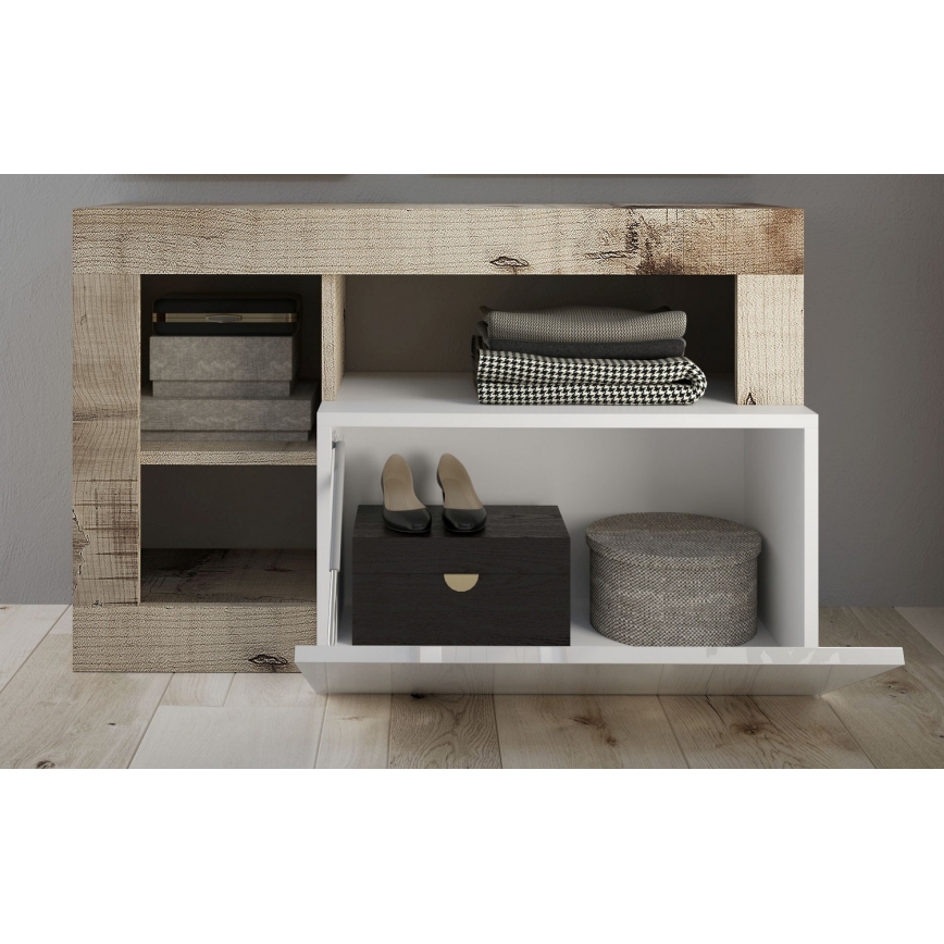 Lavice LENOR bílá/javor