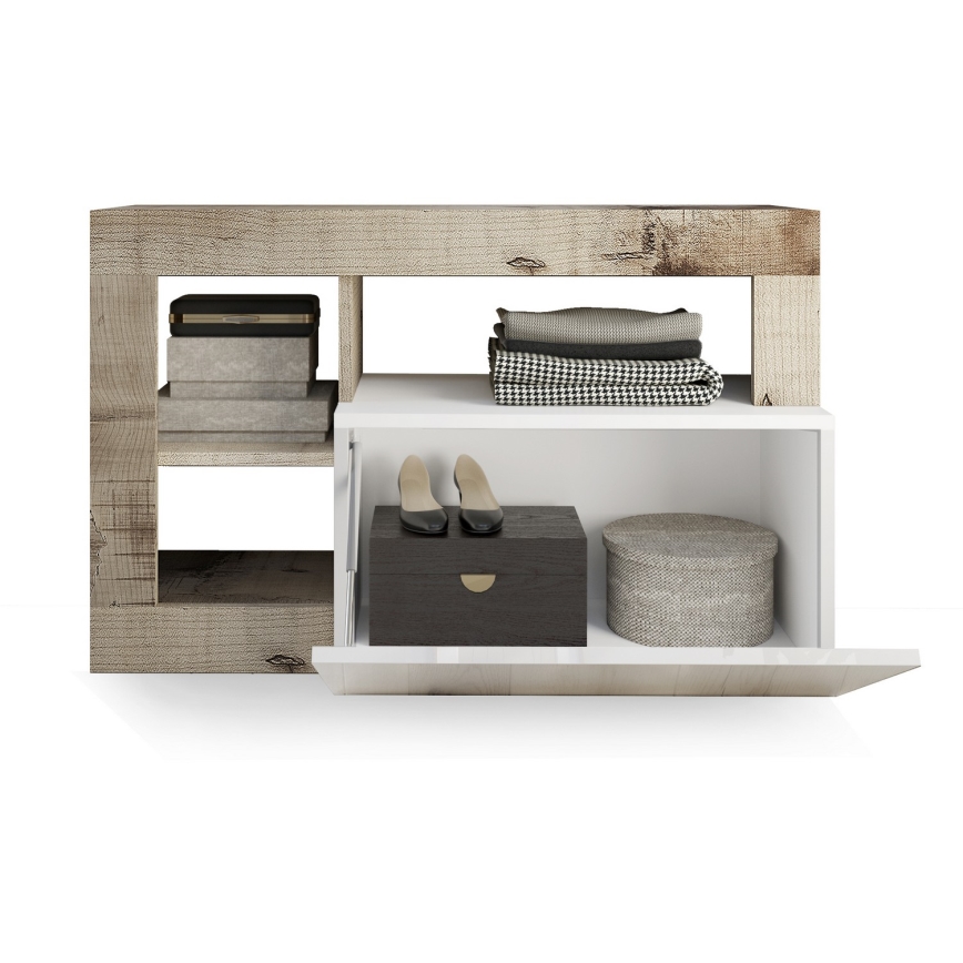 Lavice LENOR bílá/javor