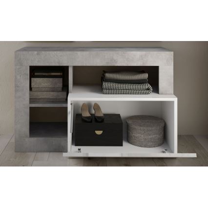 Lavice LENOR bílá/šedá beton