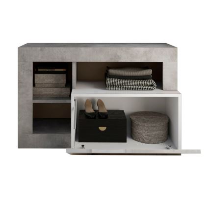 Lavice LENOR bílá/šedá beton