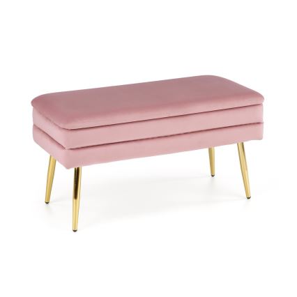 Lavice s úložným prostorem VELVA 37x78 cm růžová/zlatá