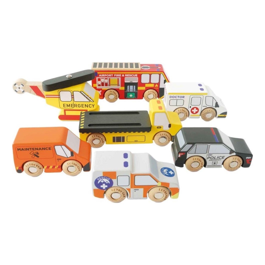 Le Toy Van - Set záchranných autíček s vrtulníkem