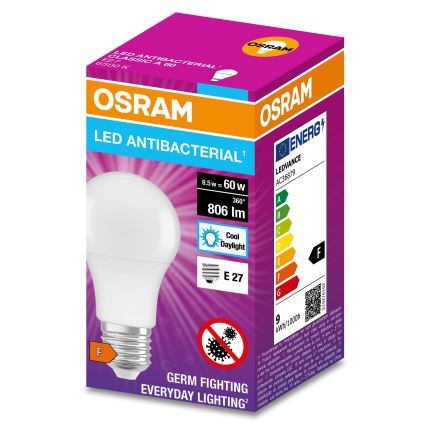 LED Antibakteriální žárovka A60 E27/8,5W/230V 6500K - Osram