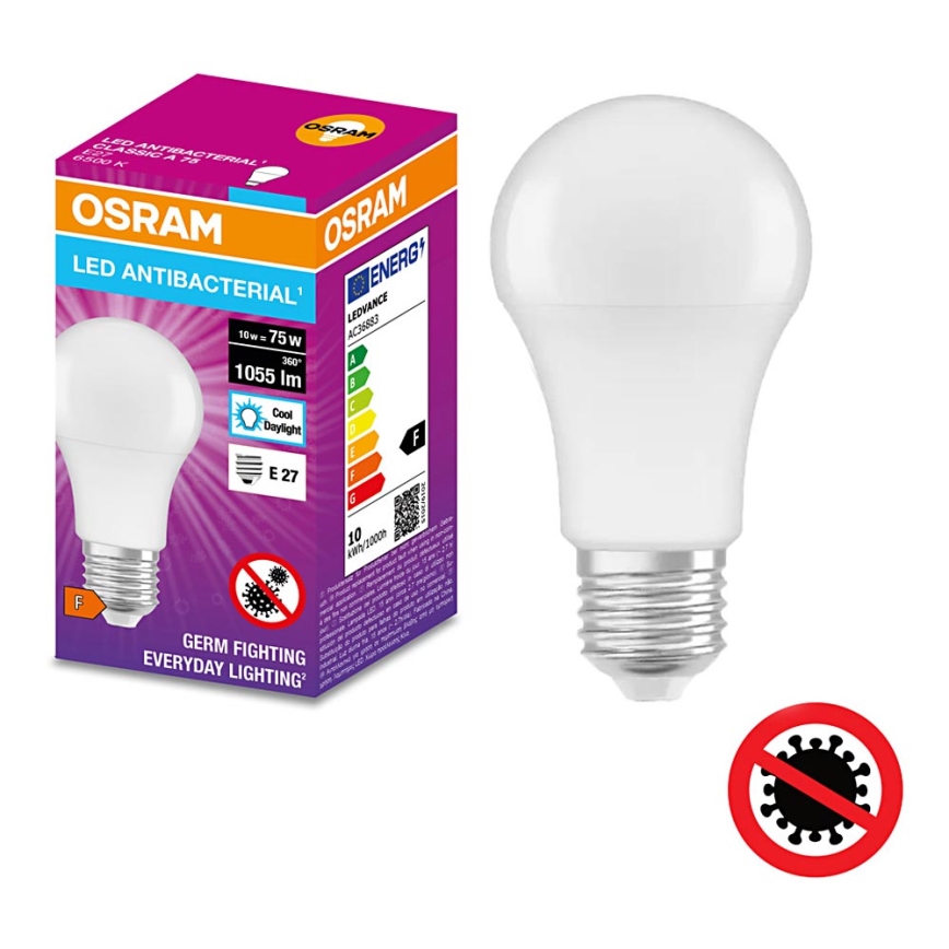 LED Antibakteriální žárovka A75 E27/10W/230V 6500K - Osram