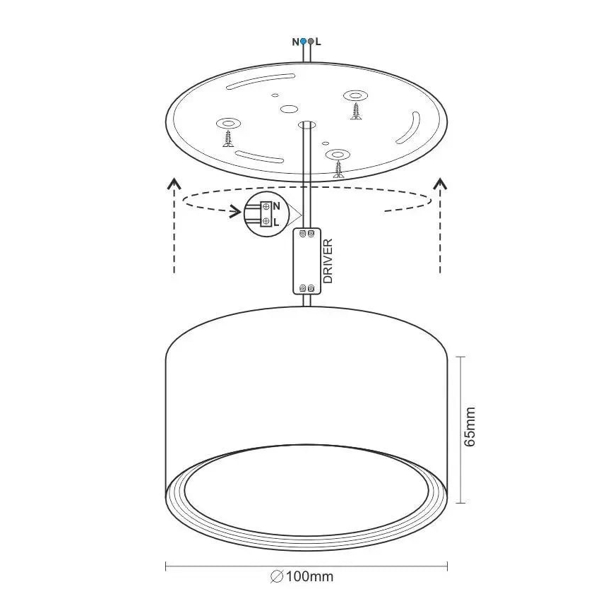 LED Bodové svítidlo LED/12W/230V 4000K pr. 10 cm černá