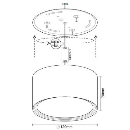 LED Bodové svítidlo LED/14W/230V 4000K pr. 12 cm černá