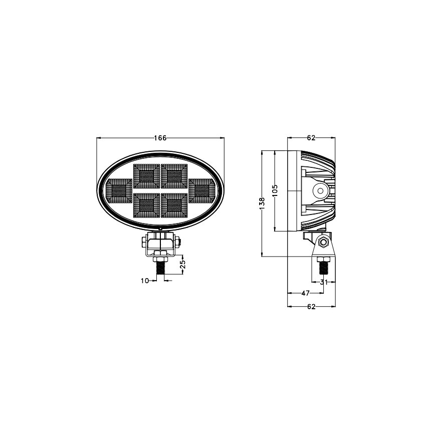 LED Bodové svítidlo pro automobil BLACK LED/150W/10-30V IP69 5700K oválný