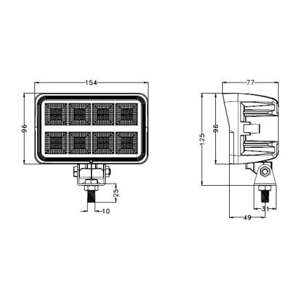 LED Bodové svítidlo pro automobil BLACK LED/160W/10-30V IP69 5700K obdélníkový