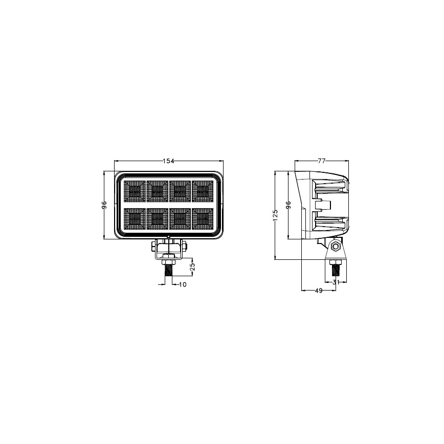 LED Bodové svítidlo pro automobil BLACK LED/160W/10-30V IP69 5700K obdélníkový
