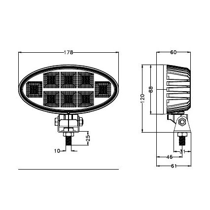 LED Bodové svítidlo pro automobil BLACK LED/160W/10-30V IP69 5700K oválný