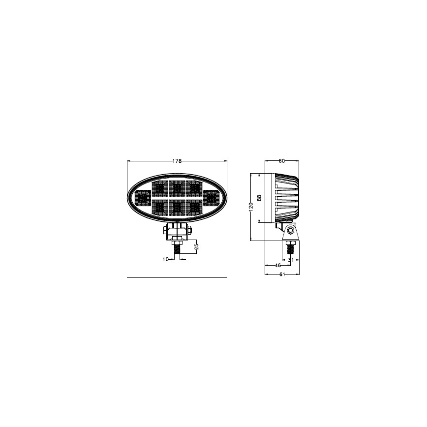LED Bodové svítidlo pro automobil BLACK LED/160W/10-30V IP69 5700K oválný