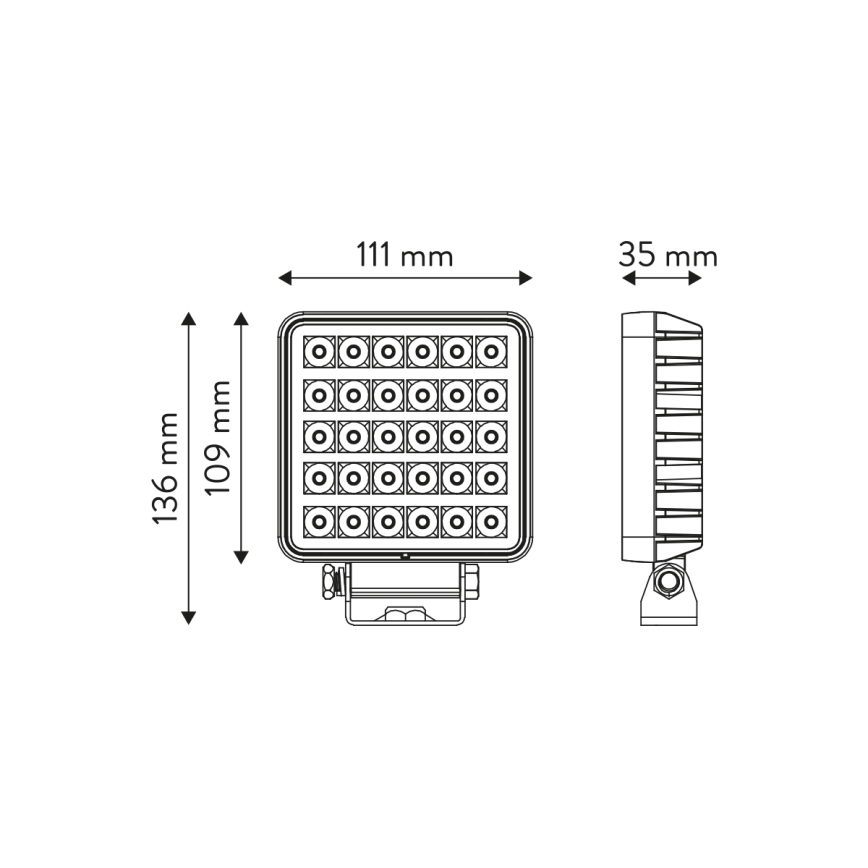 LED Bodové svítidlo pro automobil BLACK LED/30W/10-30V IP69 5700K hranatý