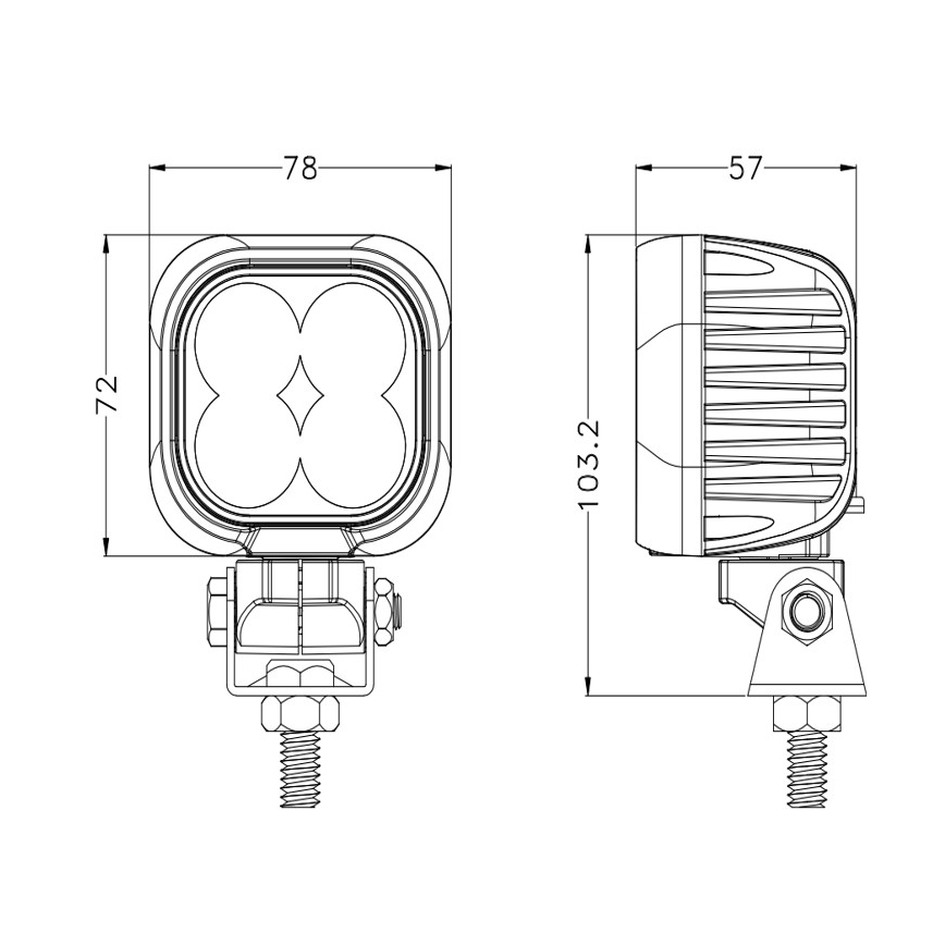 LED Bodové svítidlo pro automobil BLACK LED/40W/10-30V IP69 5700K hranatý