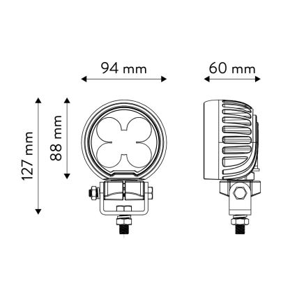 LED Bodové svítidlo pro automobil BLACK LED/50W/10-30V IP69 5700K kulatý