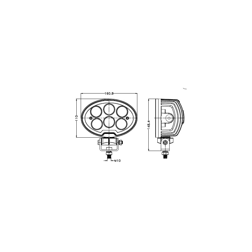 LED Bodové svítidlo pro automobil BLACK LED/60W/10-30V IP69 5700K oválný