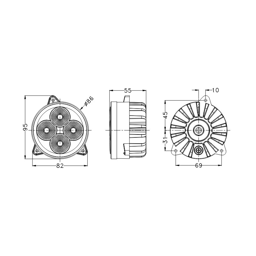 LED Bodové svítidlo pro traktor BLACK LED/20W/10-30V IP69 5700K kulatý