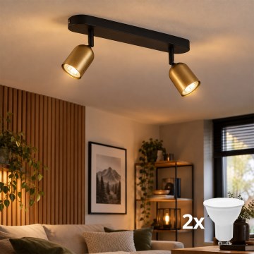LED Bodové svítidlo TOP 2xGU10/10W/230V zlatá/černá