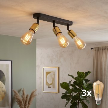 LED Bodové svítidlo TOP 3xE27/15W/230V černá/zlatá