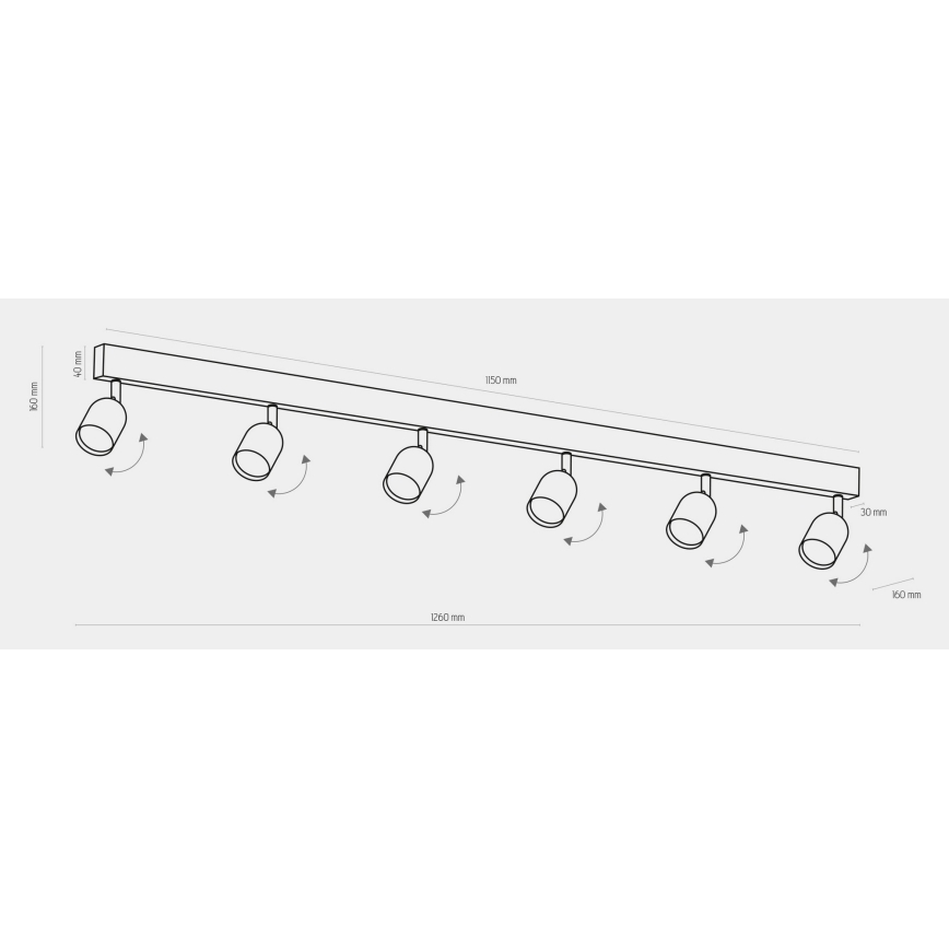 LED Bodové svítidlo TOP 6xGU10/10W/230V zlatá/černá