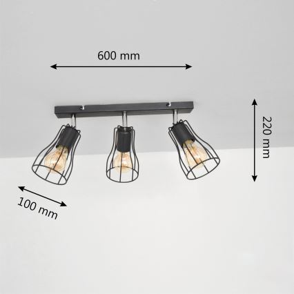 LED Bodové svítidlo TUBE II 3xE27/15W/230V černá