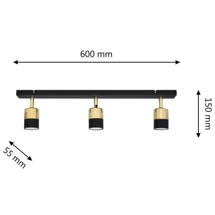 LED Bodové svítidlo TUBSSON 3xGU10/4,8W/230V černá/zlatá