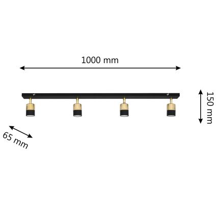 LED Bodové svítidlo TUBSSON 4xGU10/4,8W/230V černá/zlatá