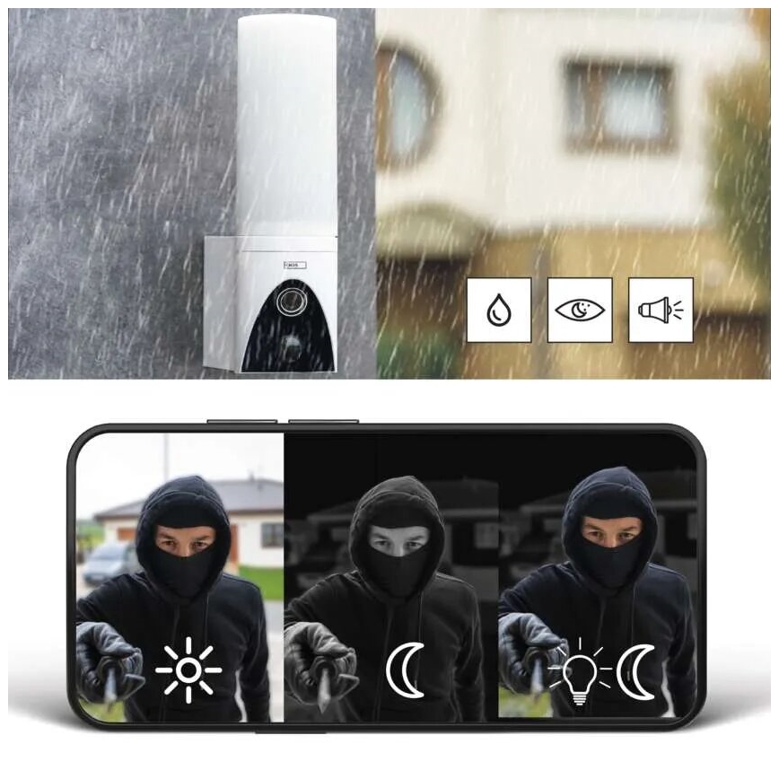 LED Chytrá venkovní kamera se světlem GoSmart LED/12W/230V IP65 Wi-Fi Tuya bílá
