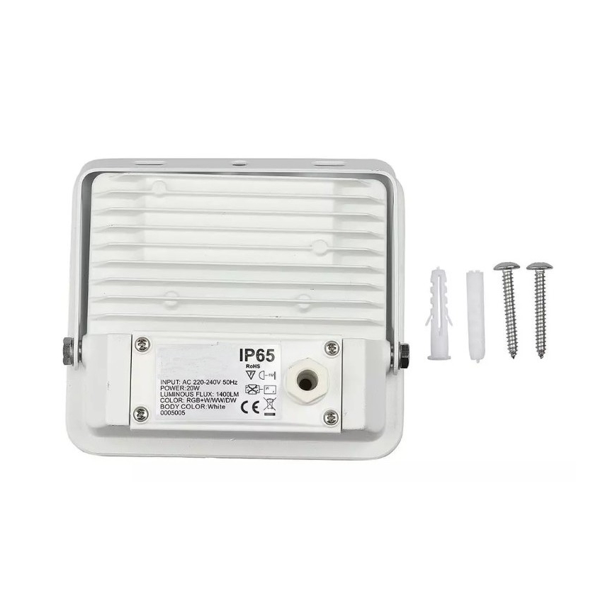 LED Chytrý stmívatelný RGB reflektor LED/20W/230V IP65 bílá