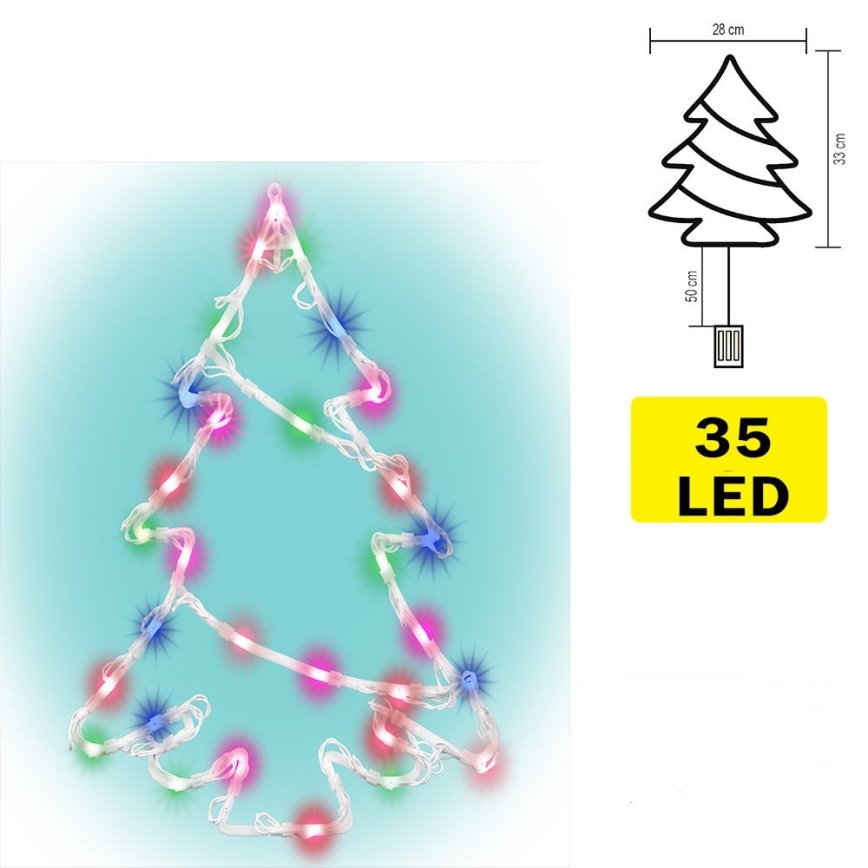 LED Dekorace do okna 35xLED/3xAA multicolor