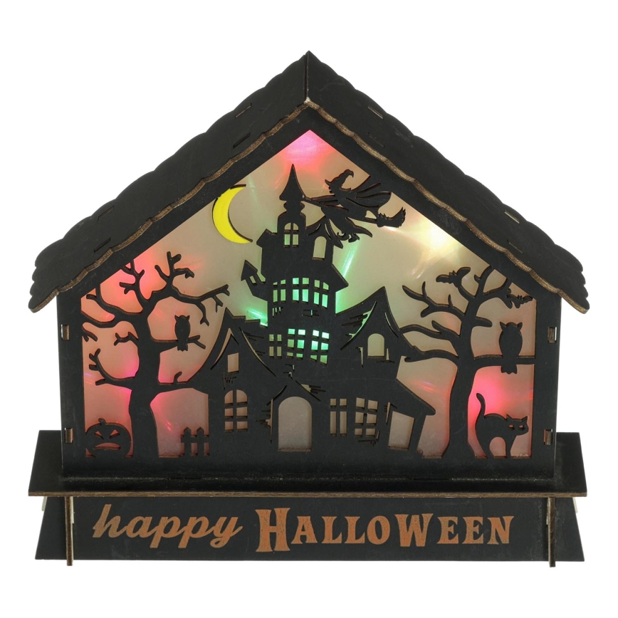 LED Dekorace HALLOWEEN LED/2xAA/multicolor strašidelný dům
