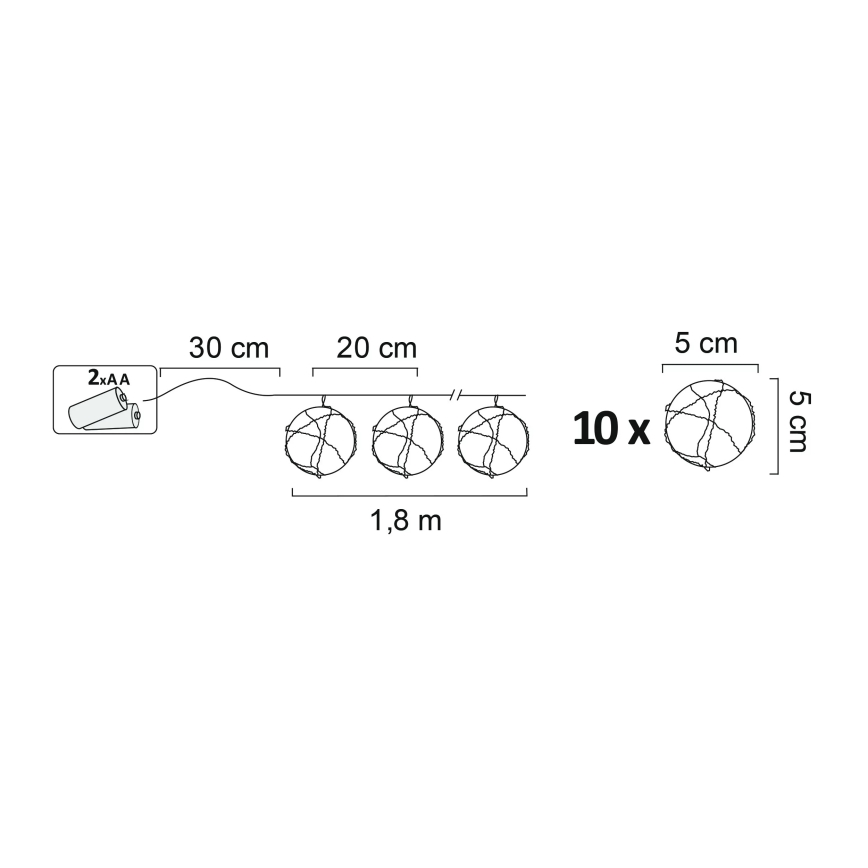 LED Dekorační osvětlení AHNE 10xLED/2xAA