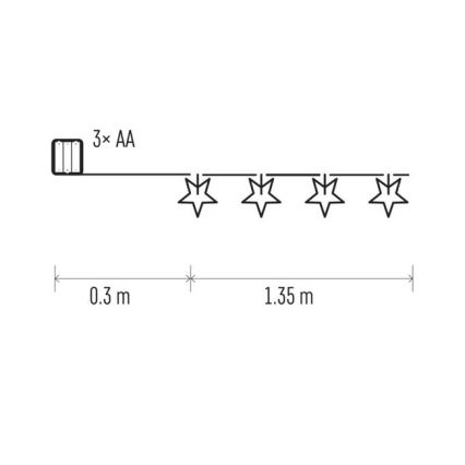 LED Dekorační řetěz GIRLANDA STAR 1,35 m 10xLED/0,6W/4,5V