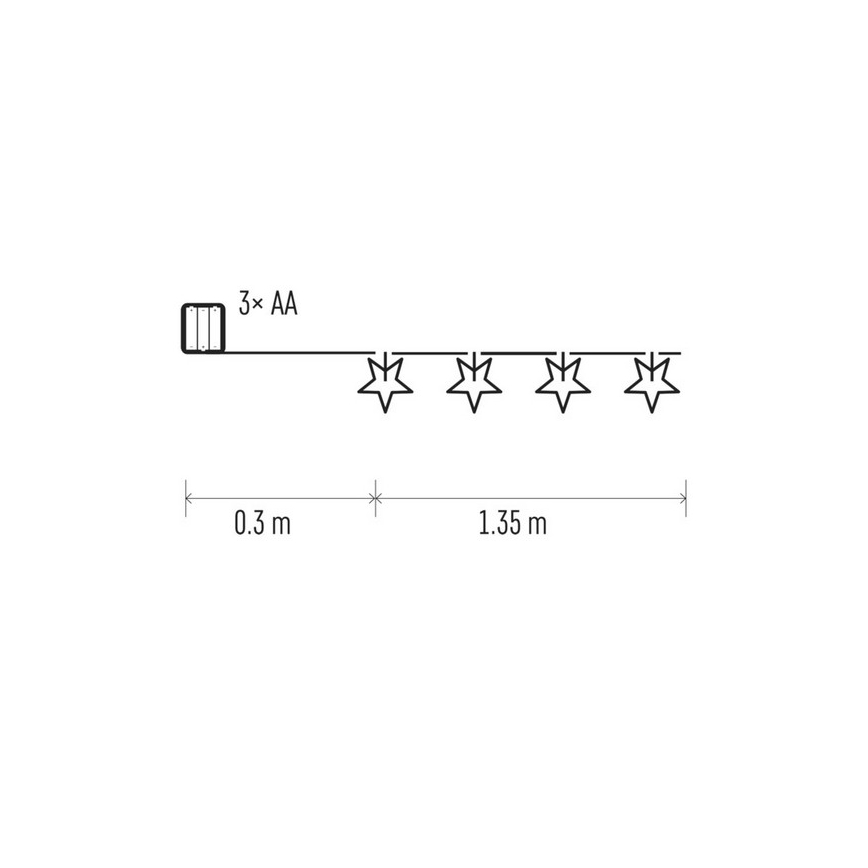 LED Dekorační řetěz GIRLANDA STAR 1,35 m 10xLED/0,6W/4,5V