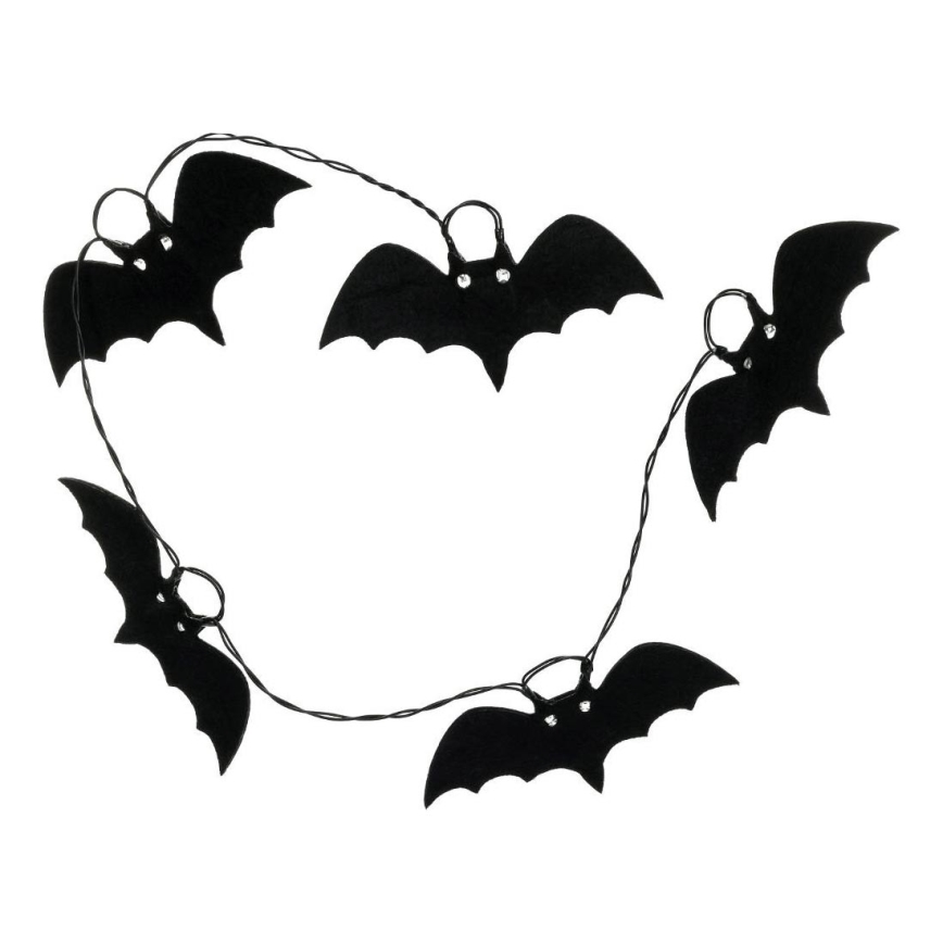 LED Dekorační řetěz HALLOWEEN 10xLED/2xAA/teplá bílá 1,3m netopýři