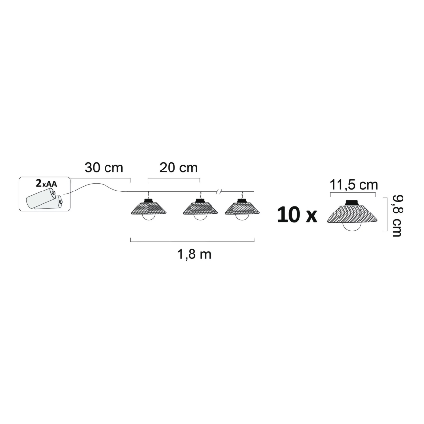 LED Dekorační svítidlo ASTRA 10xLED/2xAA