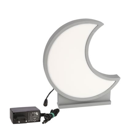 LED Dětská stolní lampa MOON LED/12W/230V šedá