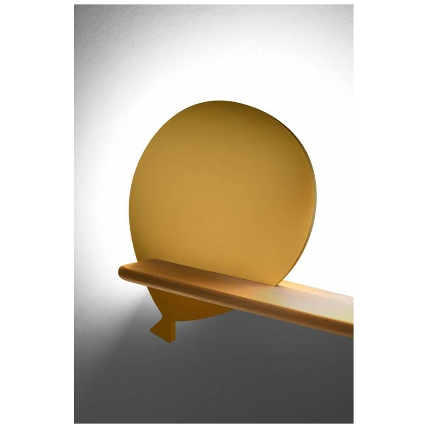 LED Dětské nástěnné svítidlo s poličkou BALLOON LED/4W/230V žlutá/dřevo, 