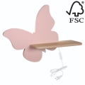 LED Dětské nástěnné svítidlo s poličkou BUTTERFLY LED/5W/230V růžová/dřevo, 