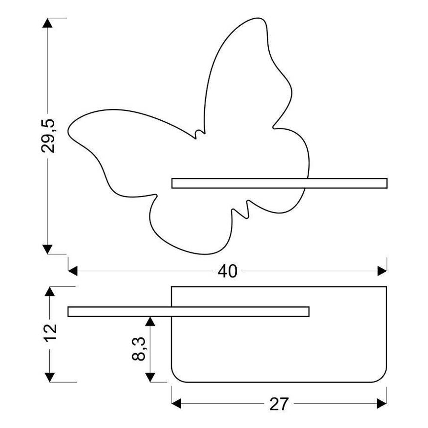 LED Dětské nástěnné svítidlo s poličkou BUTTERFLY LED/5W/230V zelená/dřevo, FSC certifikováno