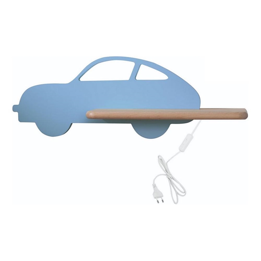 LED Dětské nástěnné svítidlo s poličkou CAR LED/5W/230V modrá/dřevo, 