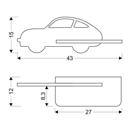 LED Dětské nástěnné svítidlo s poličkou CAR LED/5W/230V modrá/dřevo, FSC certifikováno