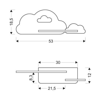 LED Dětské nástěnné svítidlo s poličkou CLOUD LED/5W/230V bílá/růžová, FSC certifikováno