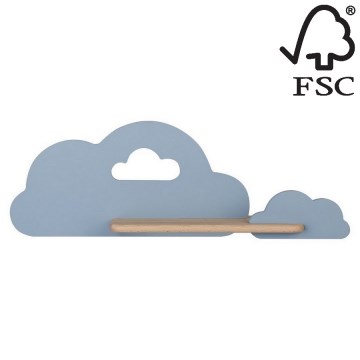 LED Dětské nástěnné svítidlo s poličkou CLOUD LED/5W/230V modrá, FSC certifikováno