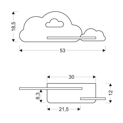 LED Dětské nástěnné svítidlo s poličkou CLOUD LED/5W/230V růžová/bílá, FSC certifikováno